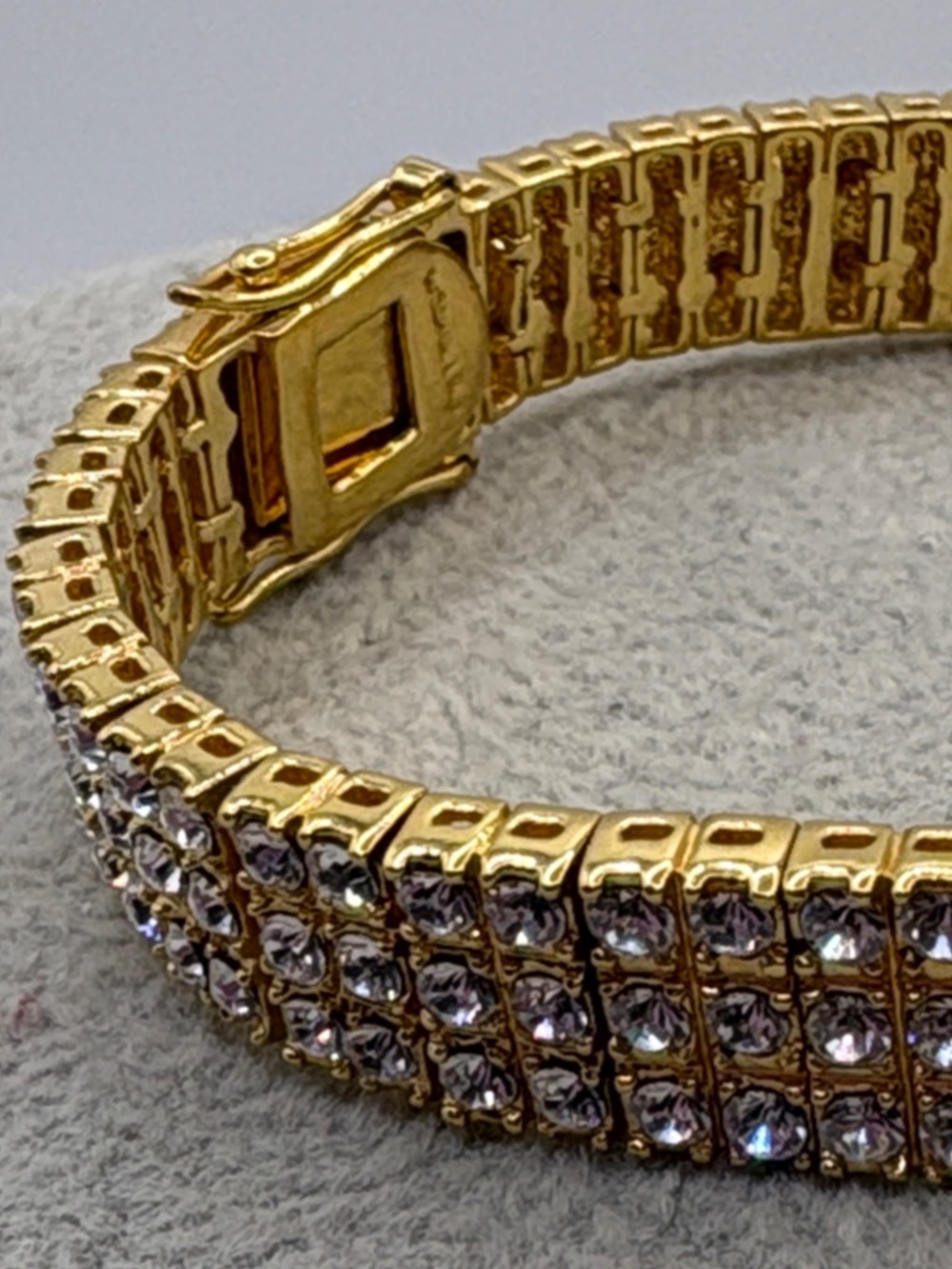 Gold Crystal 18kt GE Tennis Bracelet - Women Jewelry 8” - Picture 2 of 8